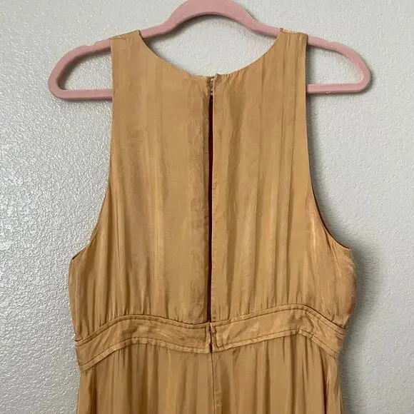 Shona Joy Dress Womens Size 8 Yellow Gold Split Skirt Midi Slit Cocktail Evening - Picture 6 of 12